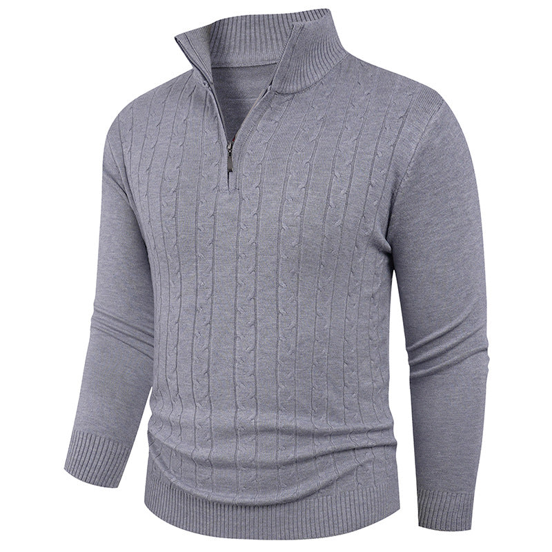 Herren Strukturierter Pullover mit ZIP-Kragen EB