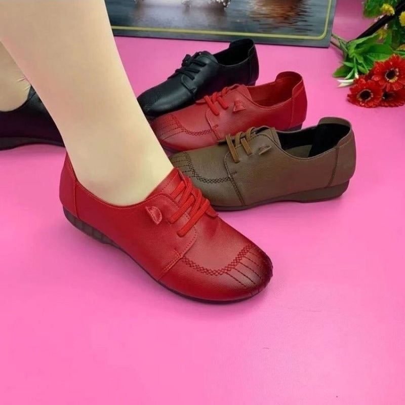 Damen Bequeme Ballerinas mit praktischen Schnürsenkeln EB