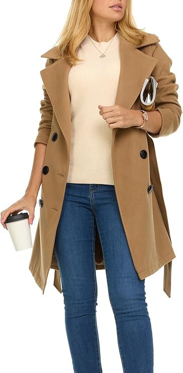 Damen Trenchcoat mit asymmetrischem Saum und breitem Kragen EB