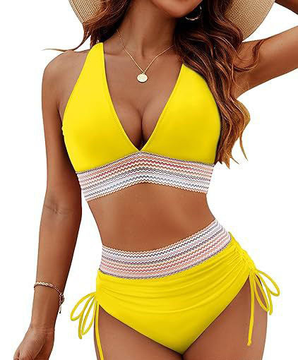 Damen Hochtailliertes Bikini-Set mit verstellbaren Trägern EB
