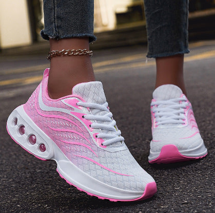 Damen nan sportive Strick-Laufschuhe mit belüfteter Luftkammersohle und ergonomischer Abrollsohle EB