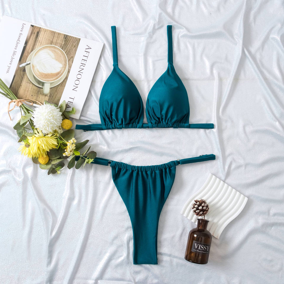 Damen Triangel-Bikini mit ultra-hohem Beinausschnitt und verstellbarem Träger EB