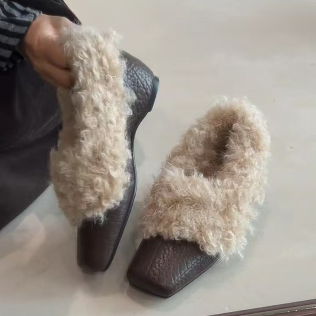 Damen Mokassins mit flauschigem Kragen und stylischem Design EB