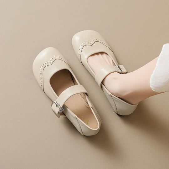 Damen Ballerinas mit verstellbarem Riemen und eleganter Schnalle EB