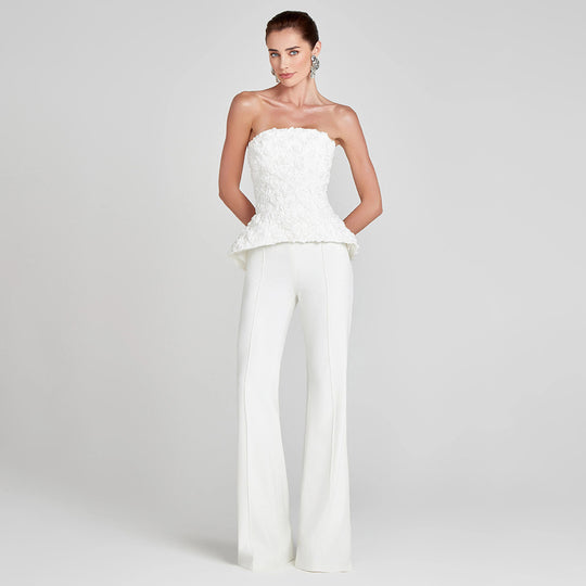 Damen Elegantes Peplum-Top mit ausgestellter Hose EB