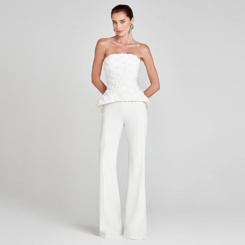 Damen Elegantes Peplum-Top mit ausgestellter Hose EB