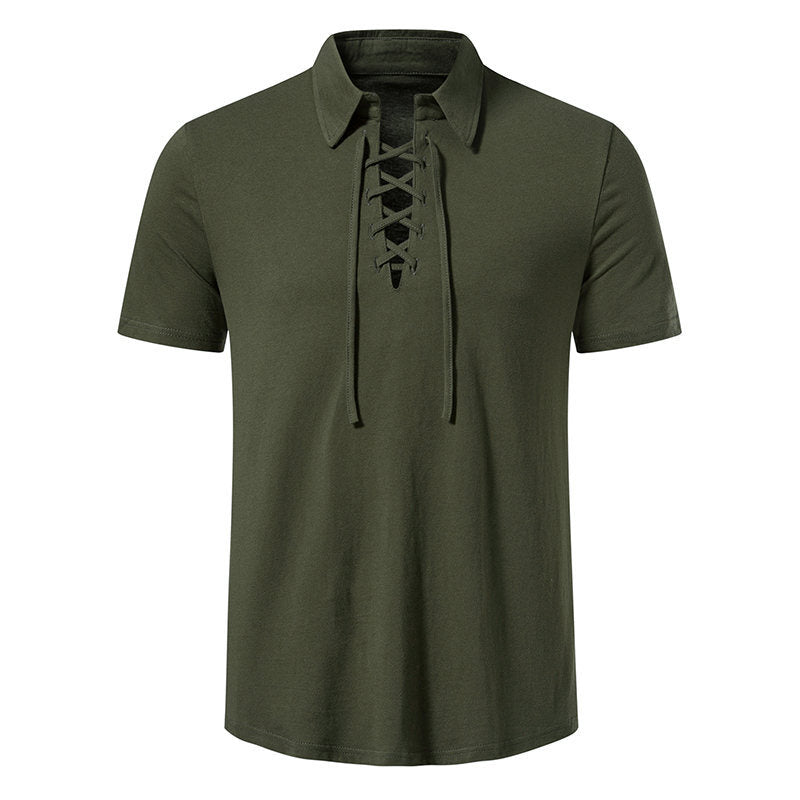 Herren Poloshirt mit modernem Schnürdesign und hochwertiger Baumwollqualität EB