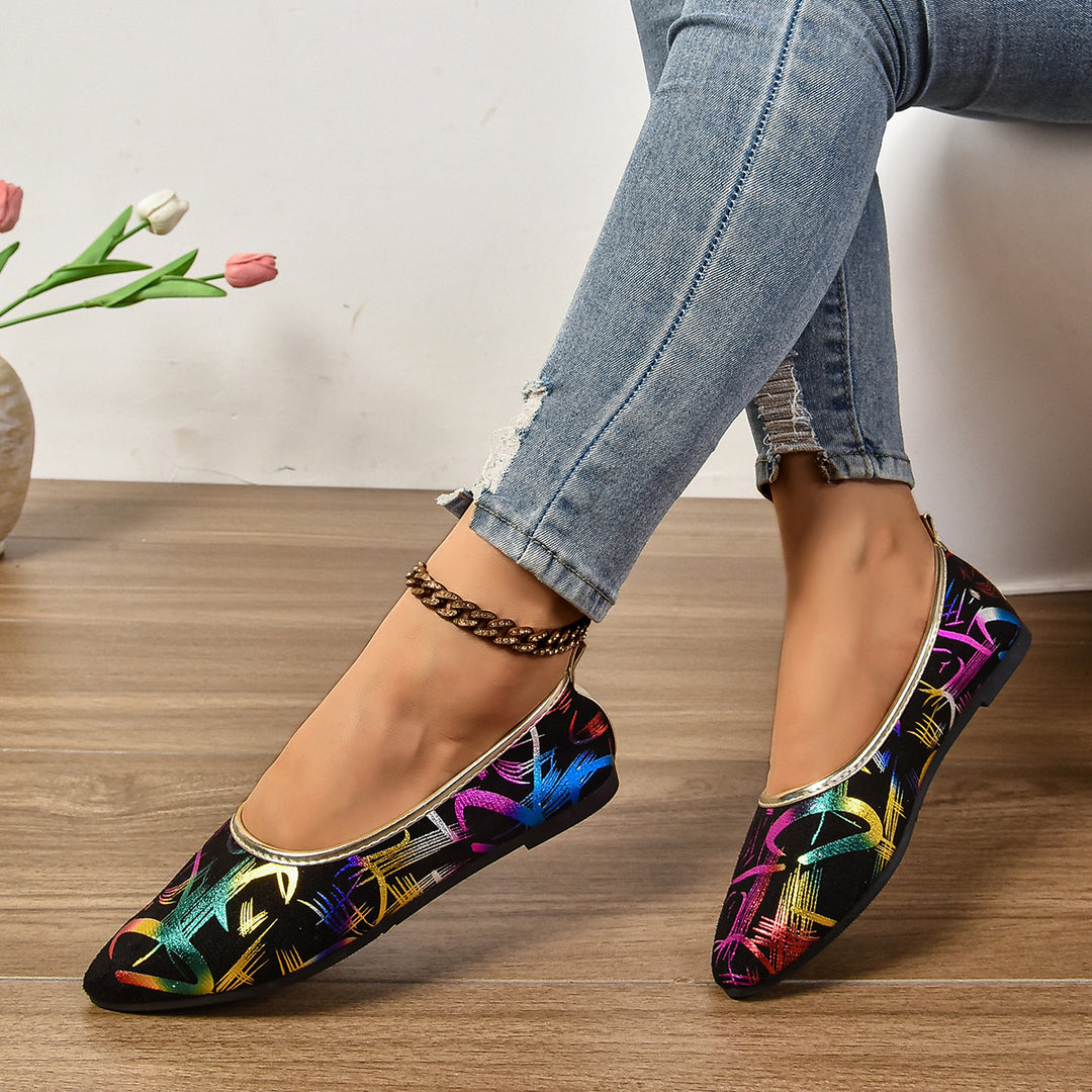 Damen elegante Ballerinas mit buntem Design EB