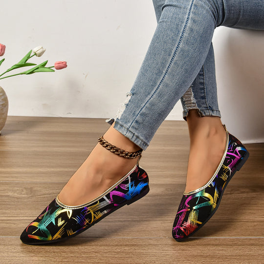 Damen elegante Ballerinas mit buntem Design EB