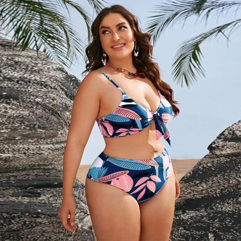 Damen Bikini-Set mit floralem Wickeloberteil und eleganter Strandjacke EB