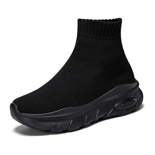 Damen Bequeme High-Top Sneakers mit elastischem Strick-Obermaterial EB
