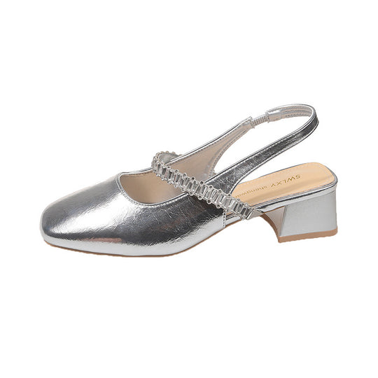 Damen elegante Slingback-Schuhe mit funkelnder Akzent-Riemchen EB