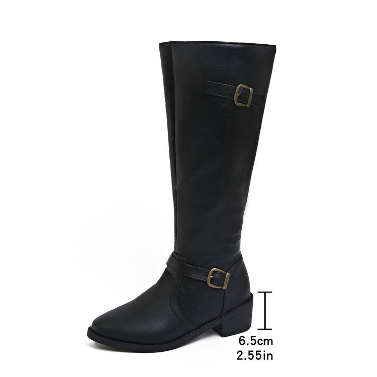 Damen Stiefel mit modischem Gurt-Detail und praktischem Reißverschluss EB