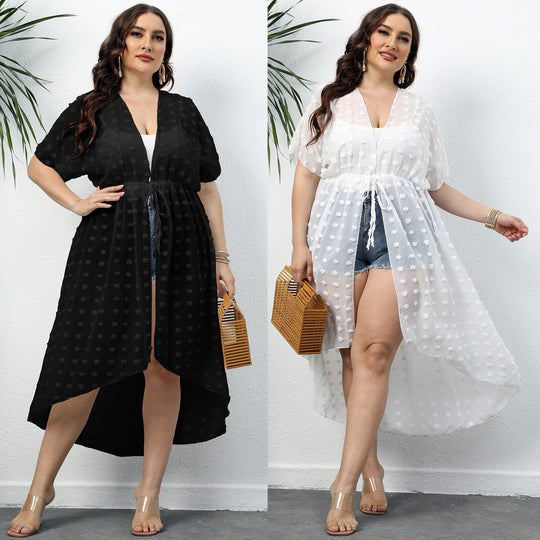 Damen Eleganter Strandüberwurf mit transparenter Struktur EB