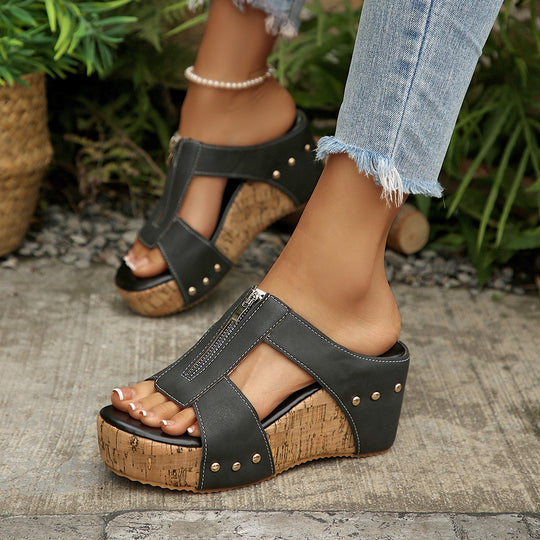 Damen Wedge-Pantoletten mit verstellbarem Riemendesign und komfortablem Fußbett EB