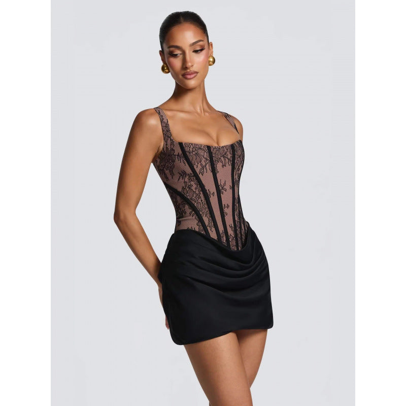 Damen Abendkleid mit Corsagen-Oberteil und Rüschenrock EB