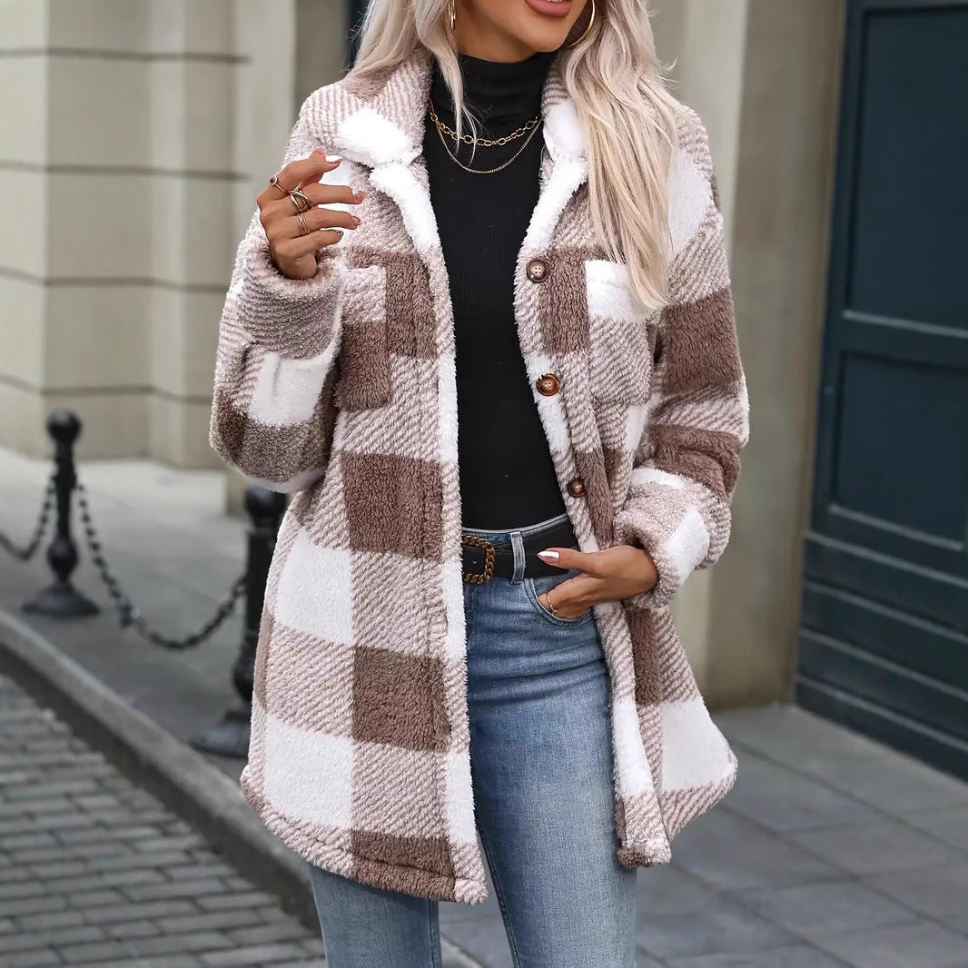 Damen Oversized Karofleecejacke EB
