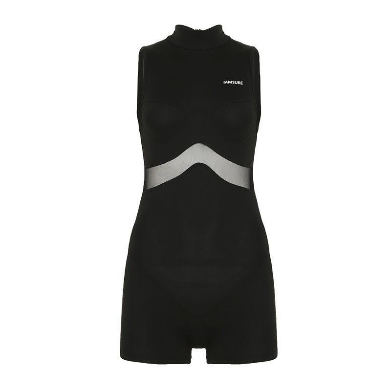 Damen Sportlicher Body mit hohem Kragen und innovativen Kompressionsdetails EB