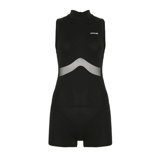 Damen Sportlicher Body mit hohem Kragen und innovativen Kompressionsdetails EB
