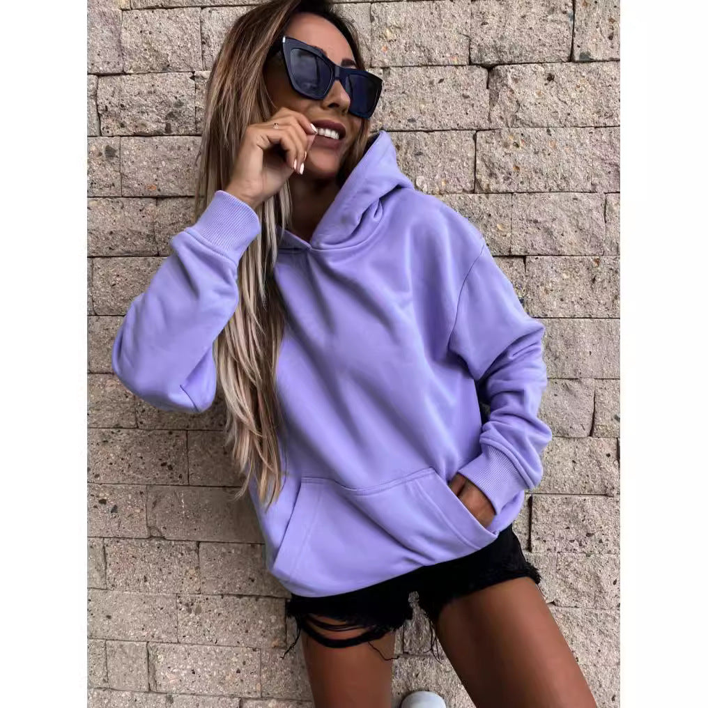 Damen Kapuzenpullover mit weichem Fleece-Innenfutter und lässigem Schnitt EB