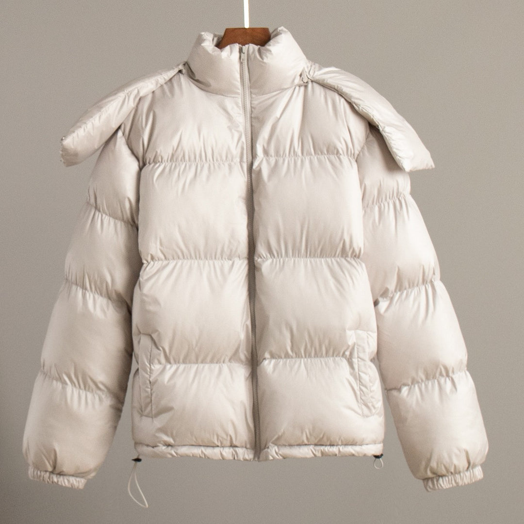 Damen Modische Steppjacke mit hochschließendem Kragen und voluminösen Ärmeln EB
