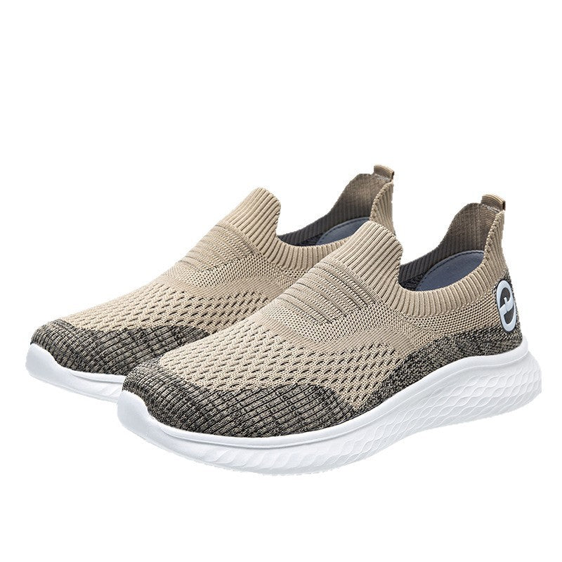Damen Bequeme Slip-On Sneakers mit atmungsaktivem Strickmaterial und rutschfester Sohle EB