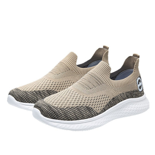 Damen Bequeme Slip-On Sneakers mit atmungsaktivem Strickmaterial und rutschfester Sohle EB