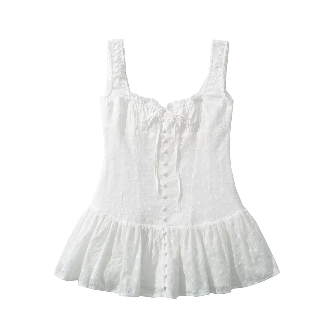 Damen Lässiges Rüschenshirt mit feinen Stickdetails EB