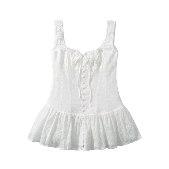 Damen Lässiges Rüschenshirt mit feinen Stickdetails EB