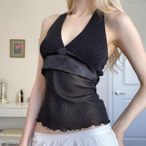 Damen Verspieltes Spaghetti-Trägertop mit transparenten Akzenten und Punkten EB