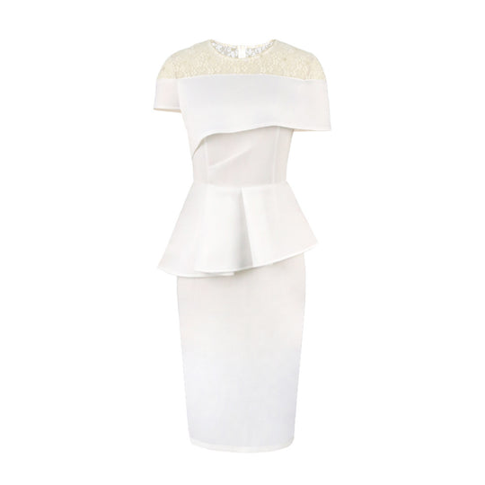 Damen Elegantes Peplum-Kleid mit Spitze EB