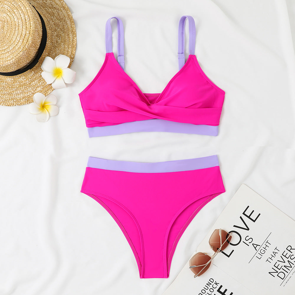 Damen Sportlicher Bikini mit modischem Wickeldesign EB