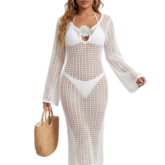 Damen eleganter Häkel-Strandüberwurf EB