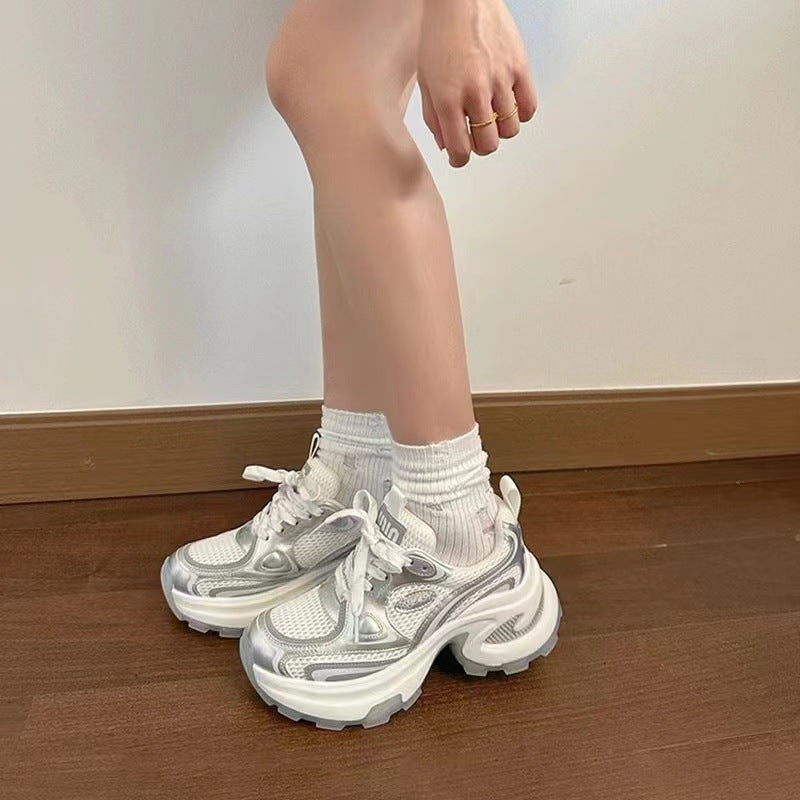 Damen modische Sneakers mit atmungsaktivem Mesh und gepolsterter Laufsohle EB