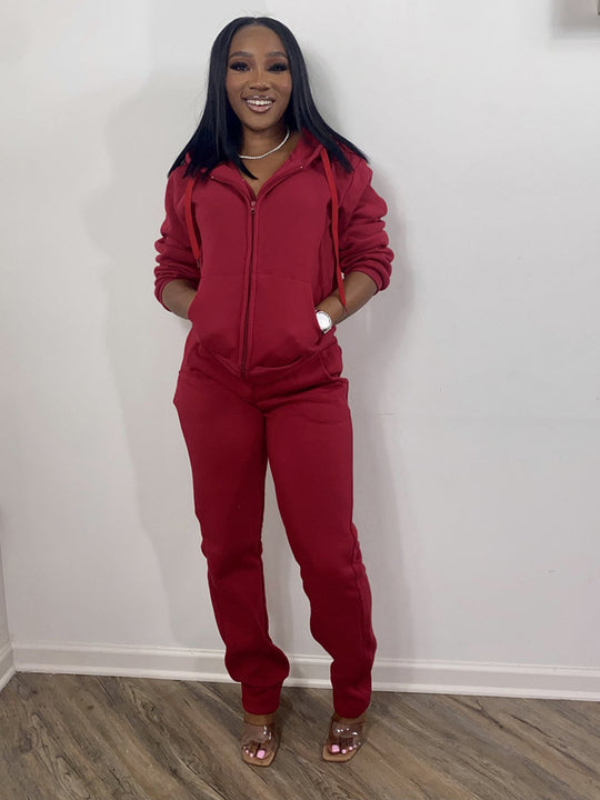 Damen nan Komfort-Zip-Hoodie mit taillenhoher Bootcut-Jogginghose Set EB