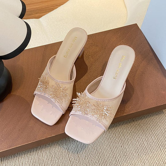 Damen Mules mit funkelndem Strassbesatz EB