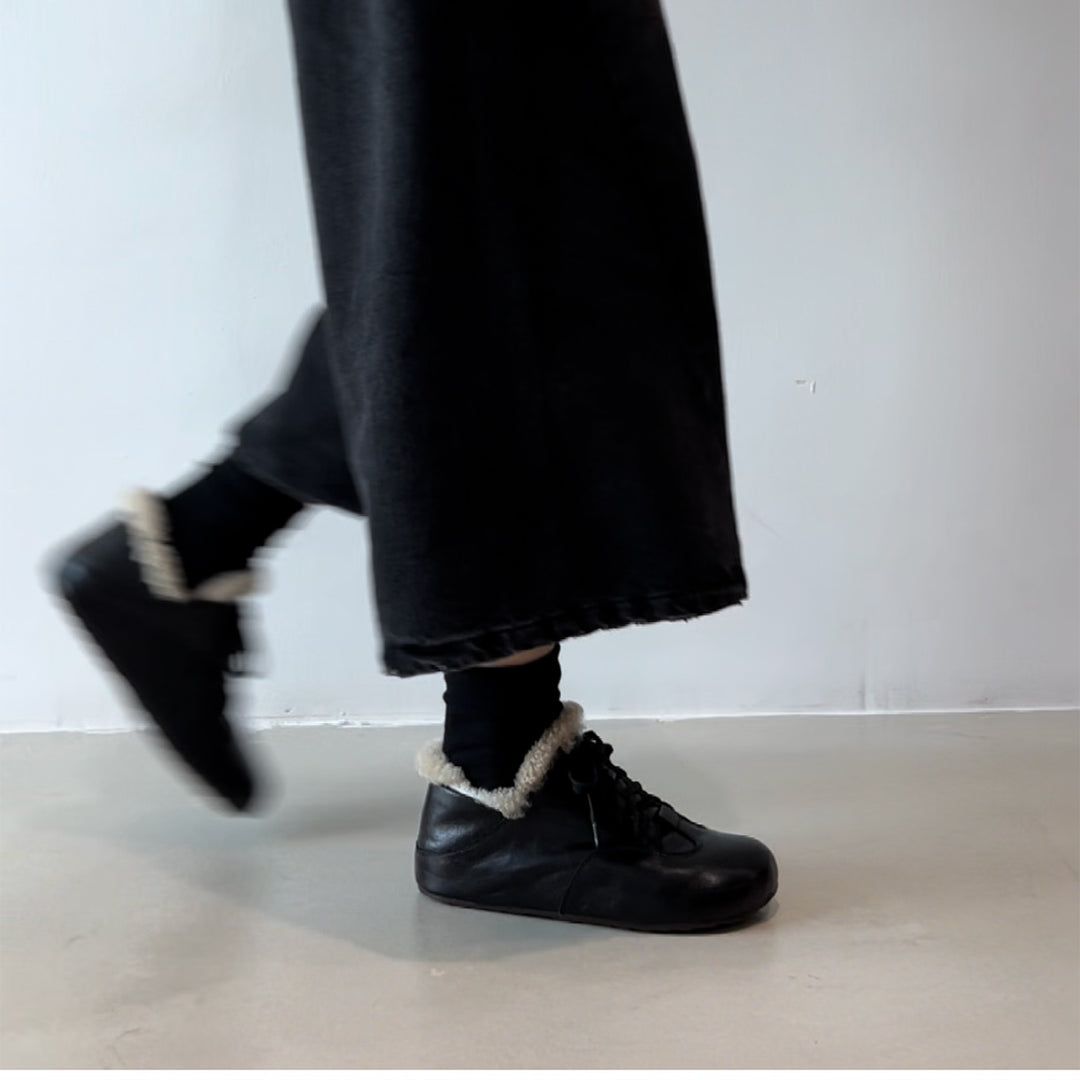 Damen gemütliche Schnürschuhe mit warmem Fleece-Futter EB