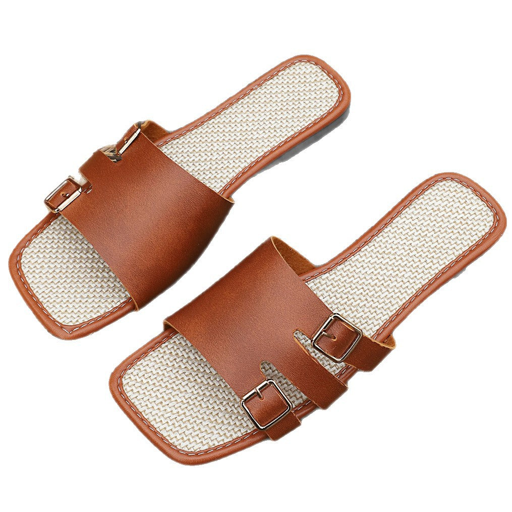 Damen Bequeme und stilvolle Slippers mit verstellbaren Riemchen und eleganten Schnallen EB
