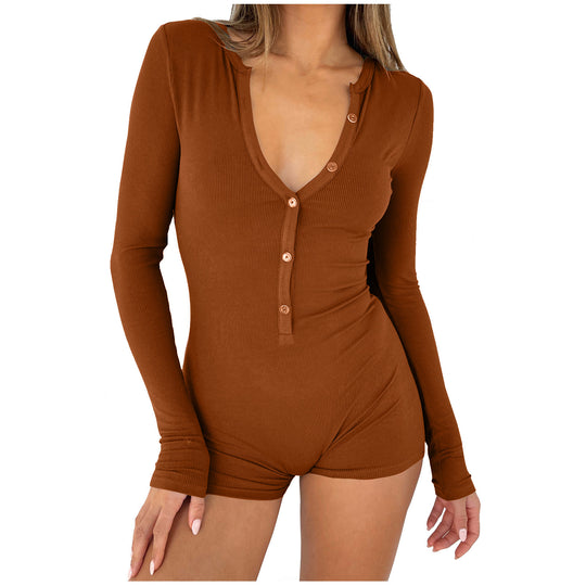 Damen Langarmbody mit Knopfleiste EB