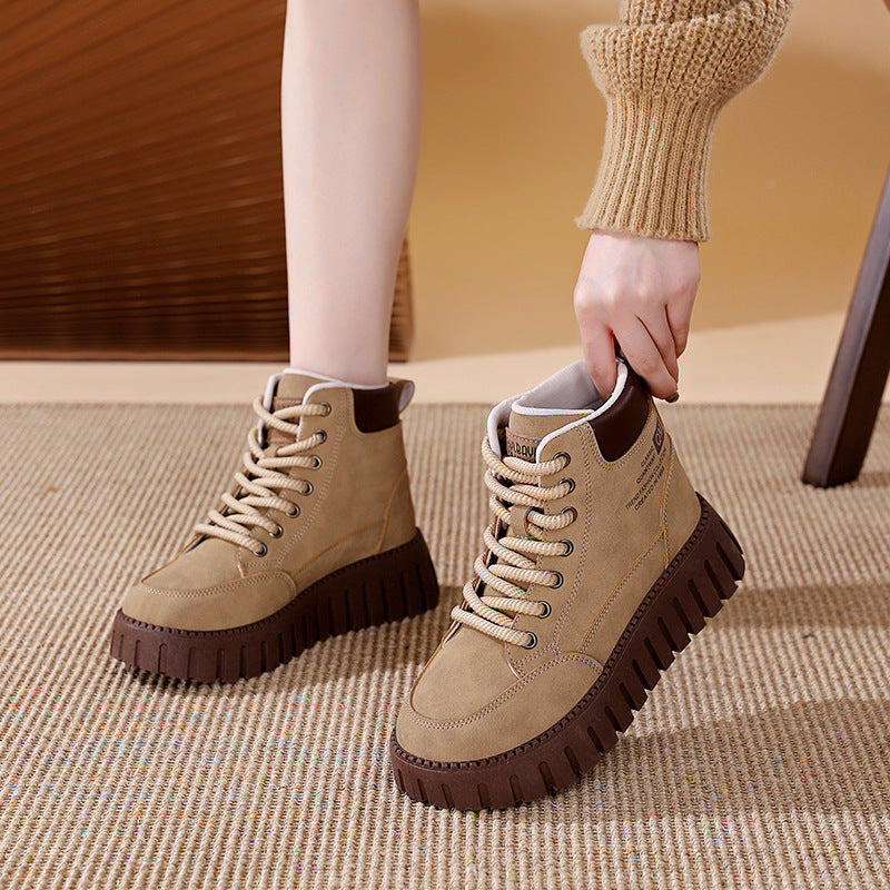 Damen High-Top Sneakers mit dicker Gummisohle und trendigem Obermaterial EB