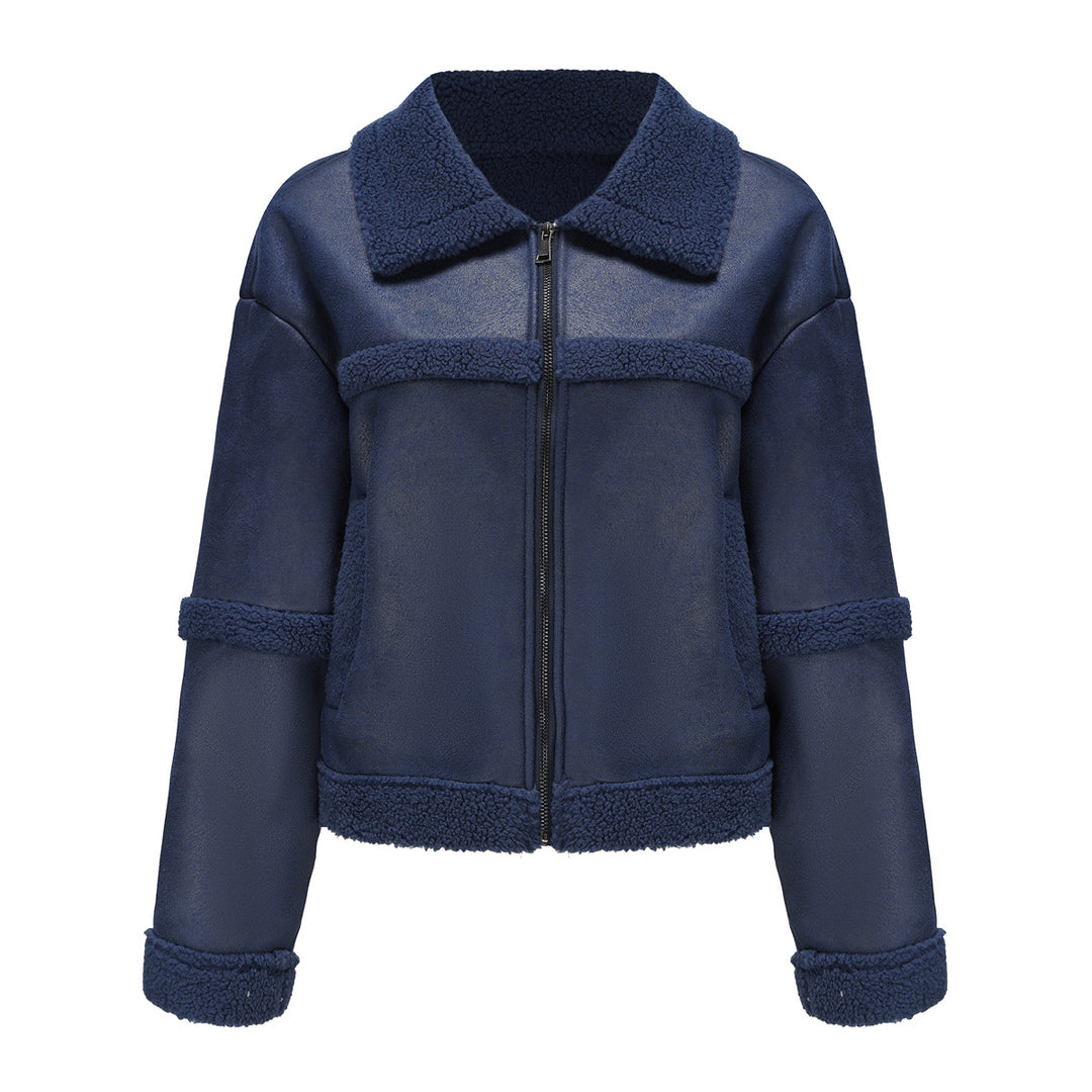 Damen nan kurze Teddyjacke im Aviator-Stil mit Reißverschluss EB