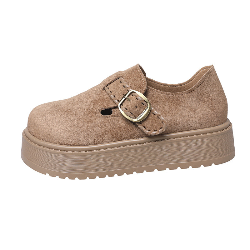 Damen Clogs mit modischem Schnallenverschluss und dickem Plateau-Heel EB