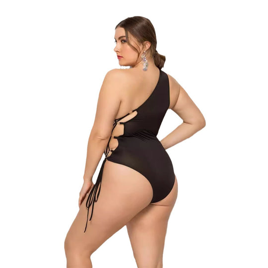 Damen Einseitiger Badeanzug mit verstellbaren Schnürdetails EB