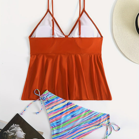 Damen Wickel-Bikini-Oberteil mit modischer Hose EB