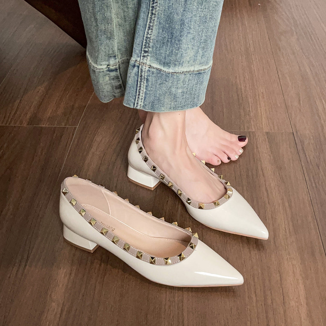 Damen Elegante Ballerinas mit modischer Schnallenverzierung und stabiler Fersenpartie EB