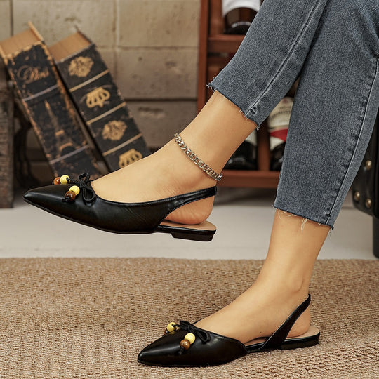 Damen Slingback Ballerinas mit trendigem Perlen-Detail EB