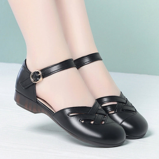 Damen modische Ballerinas mit Riemchen und offenem Schnitt EB