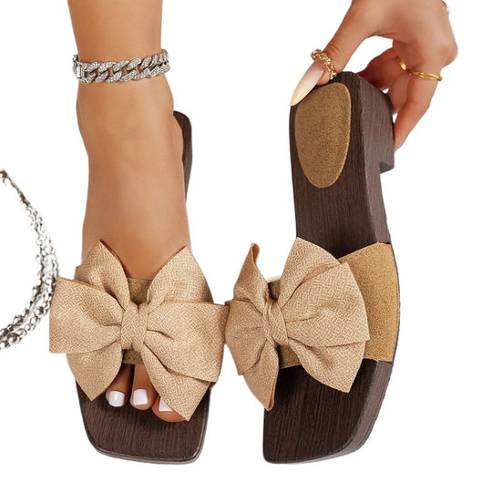 Damen Offene Slipper mit dekorativem Schleifendetail EB