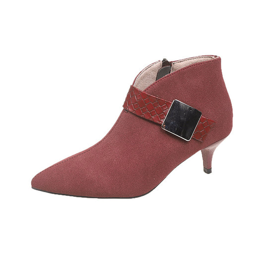 Damen Ankle-Boots mit modischem Riemen und elegantem Blockabsatz EB