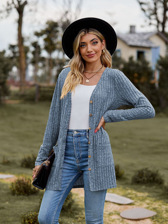Damen Strickjacke mit strukturiertem Muster und praktischen Taschen EB 1753970709